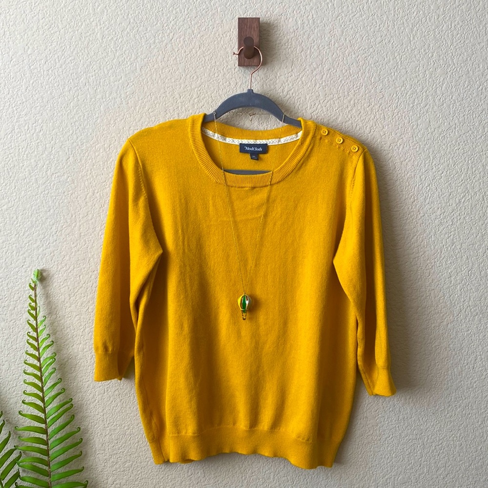 ModCloth Yellow Sweater with Necklace
